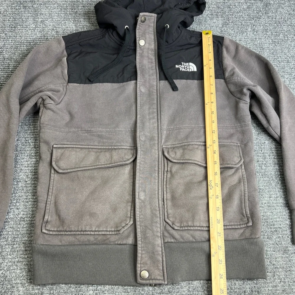 The North Face Mens Gray Black Full Zip Hooded Jacket Small Rivington